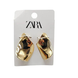 Zara Gold-Tone Abstract Earrings With Stud Backing For Women 4736